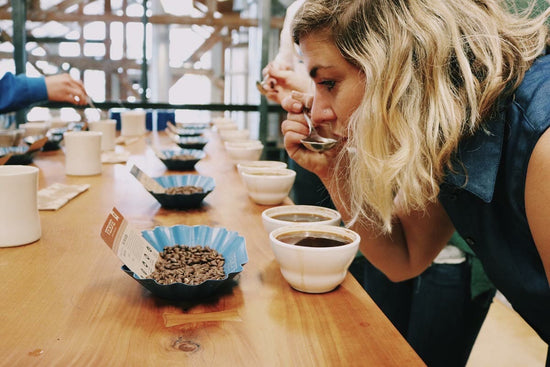 Cupping coffee tasting