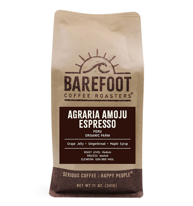Peru Organic Agraria Amoju Espresso by Barefoot Coffee Roasters Coffee Bag Image