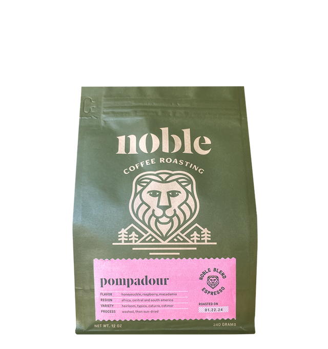 Pompadour Organic Espresso Blend by Noble Coffee Roasting Coffee Bag Image